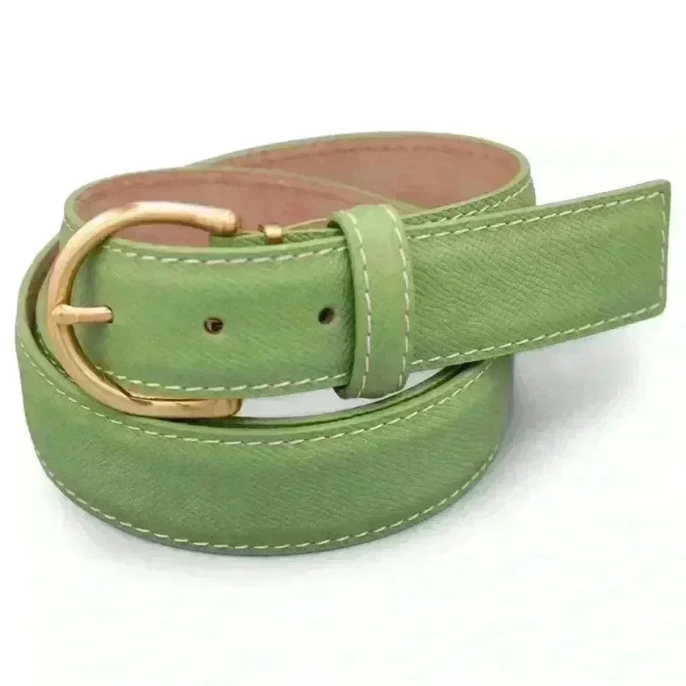 L.E.N Epsom Leather Belt - Apple